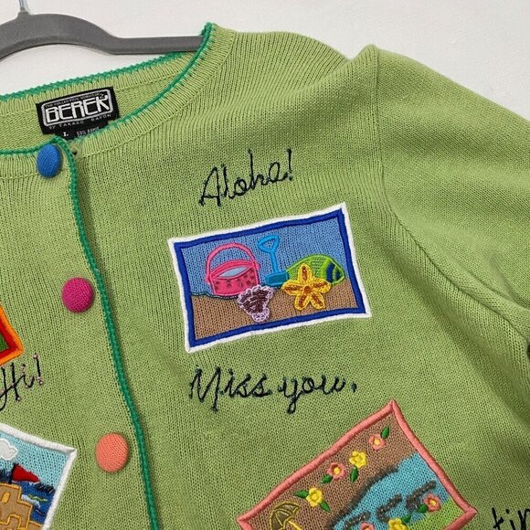 Berek paradise embroidered beaded patchwork cardigan sweater L cottage coastal - Picture 7 of 15